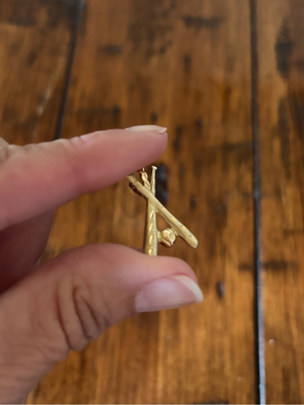 14k Gold Baseball Bats & Ball Pendant Charm - Picture 3 of 9